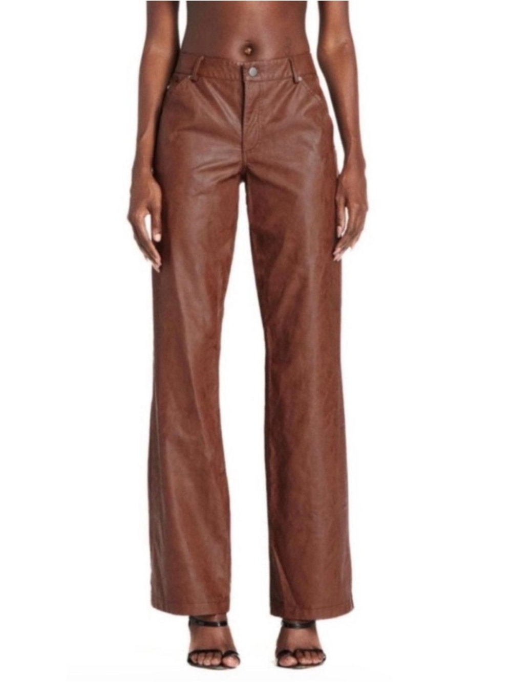 I.AM.GIA Chocolate Brown Faux Leather Wide Leg Pants Country Western Rodeo Goth